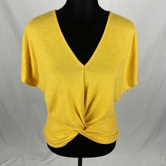 Harper Heritage Yellow Textured Twist Front Crop Top - Women’s S - Picture 3 of 7